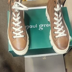 Paul Green Tan Boots Stylish Suede High-Top